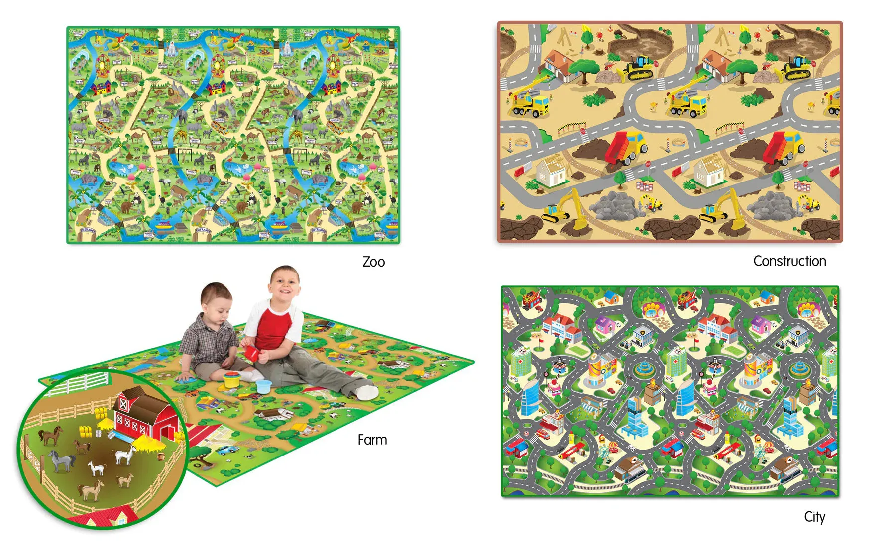 Set of Extra Large Play Mats (200 x 120cm) Set of 4