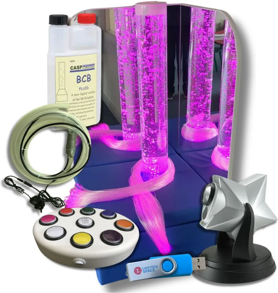 Portable Sensory Room Corner with Fibre Optic Lighting & 1.2m Bubble Tube & Accessories