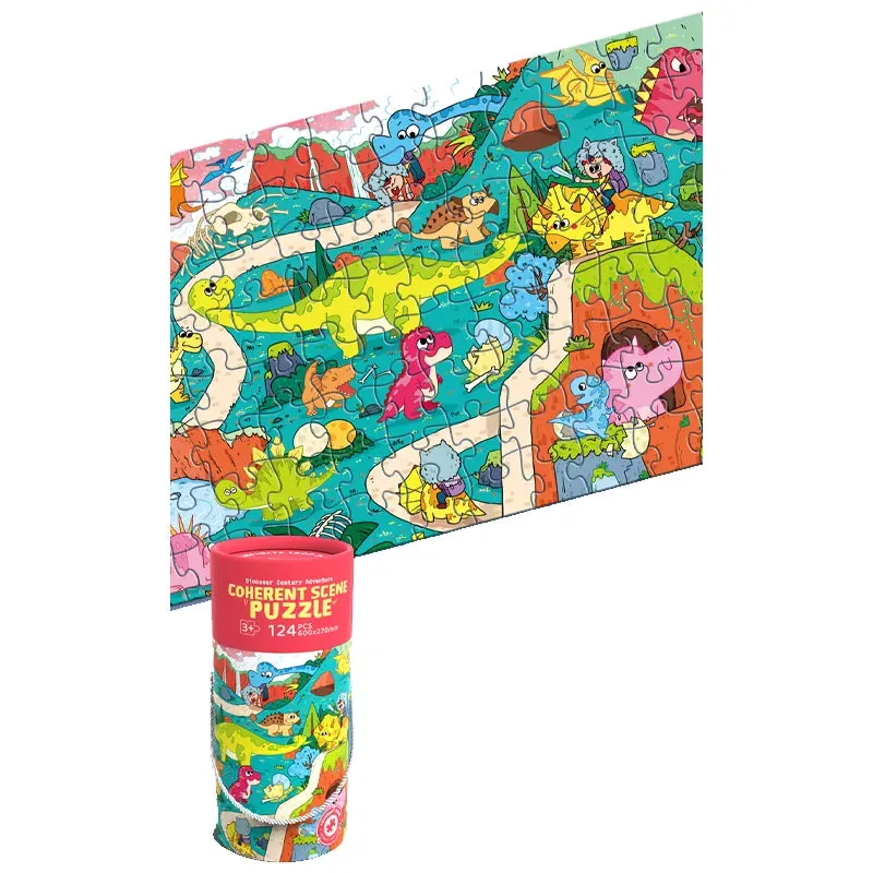 Dinosaur Theme Jigsaw Puzzle Tube - 124 Pieces