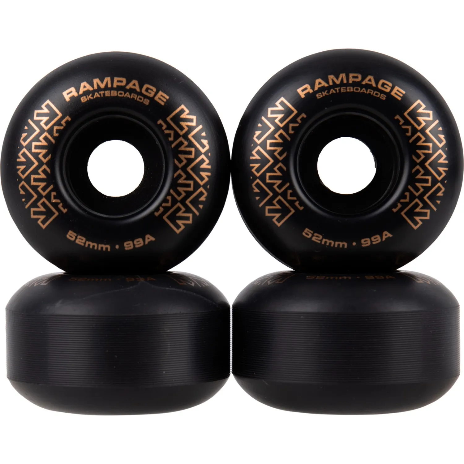 Rampage 99A Skateboard Wheels Black/Gold - 52 x 31mm