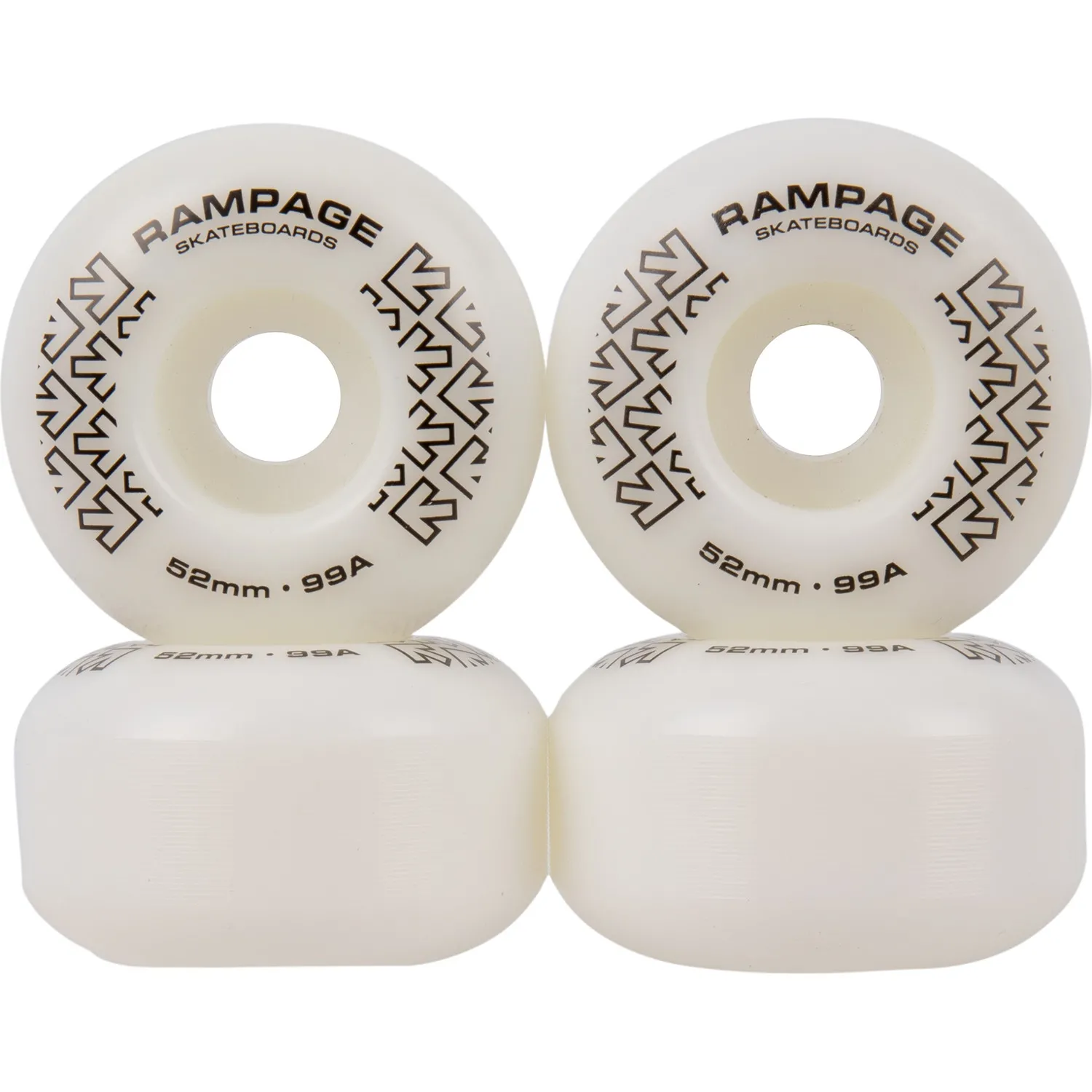 Rampage 99A Skateboard Wheels White/Black - 52 x 31mm