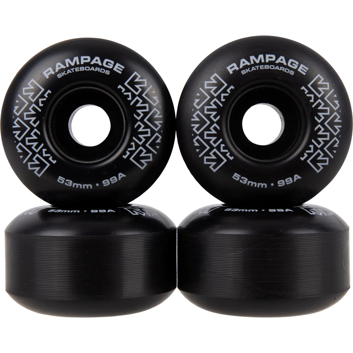 Rampage 99A 53mm Skateboard Wheels - Black/White