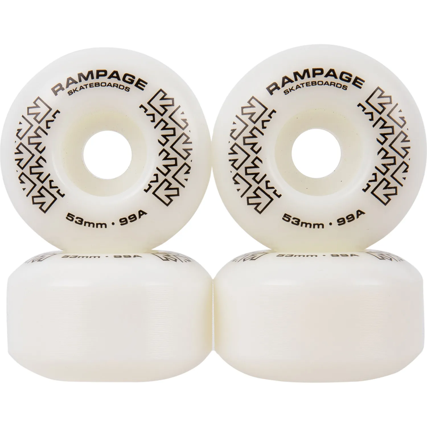 Rampage 99A Skateboard Wheels White/Black - 53 x 31mm