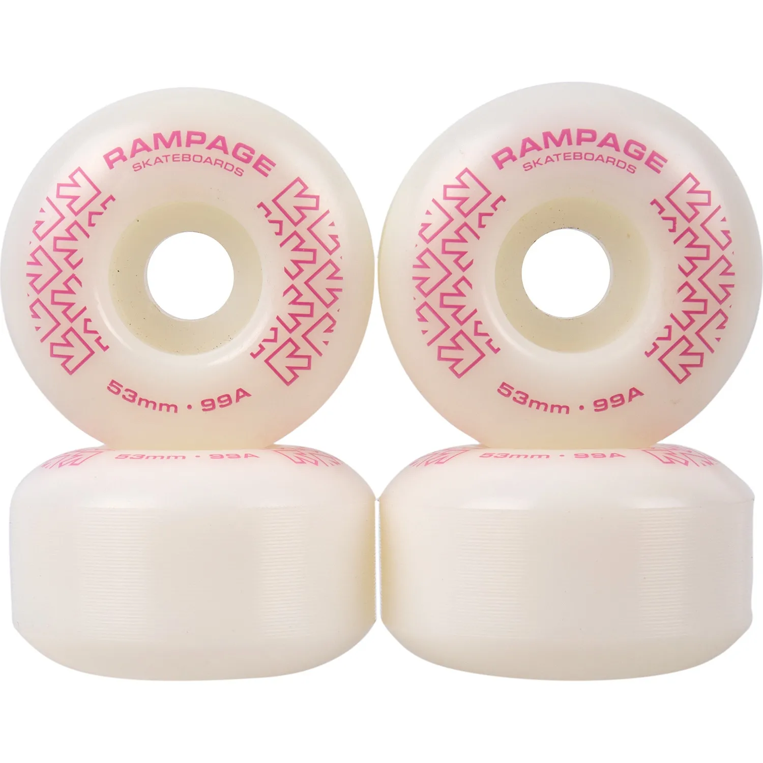 Rampage 99A 53mm Skateboard Wheels - White/Pink