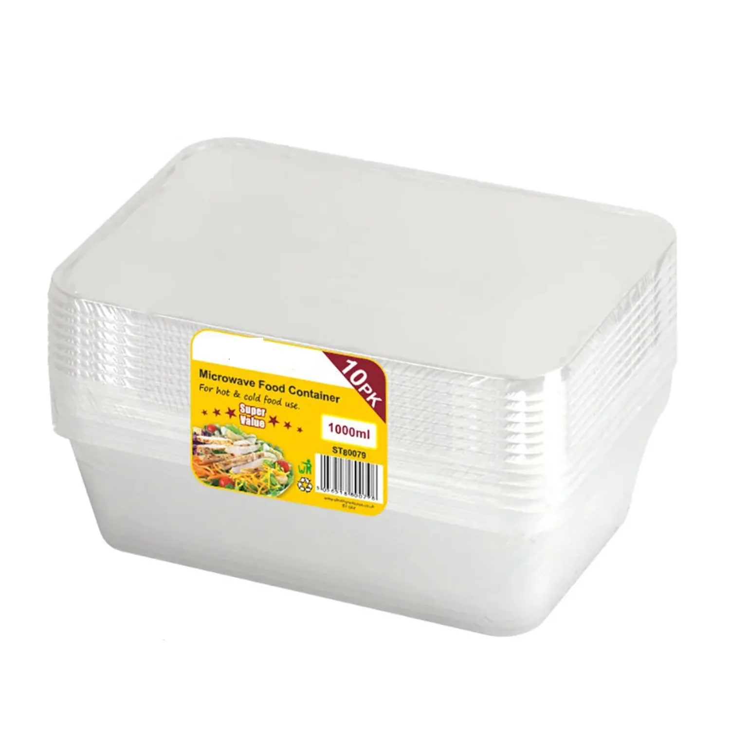 10PCS Microwavable Plastic Food Storage Box with Lid 1000ML for Hot and Cold Food – Freezable Food Containers Takeaway Boxes Plastic Containers with Lids for Food