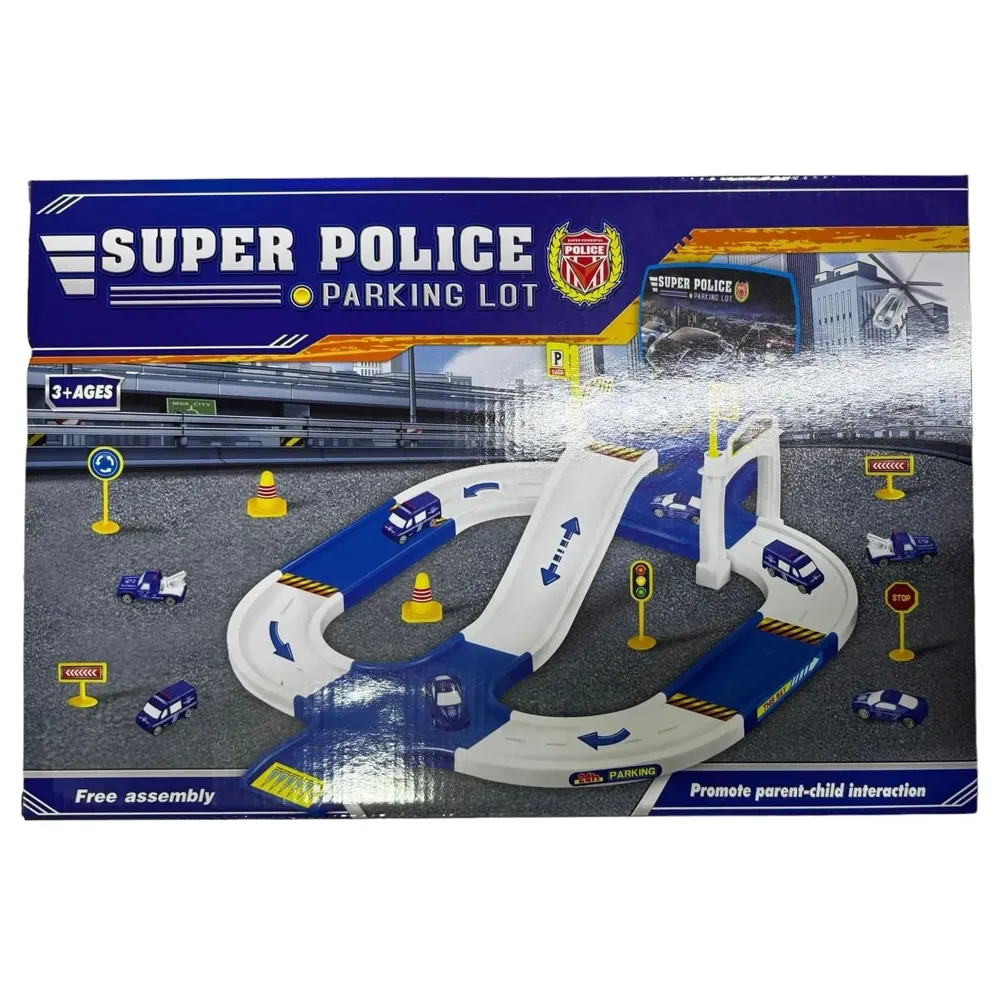 Super Police Parking Lot Toy Cars & Track Playset