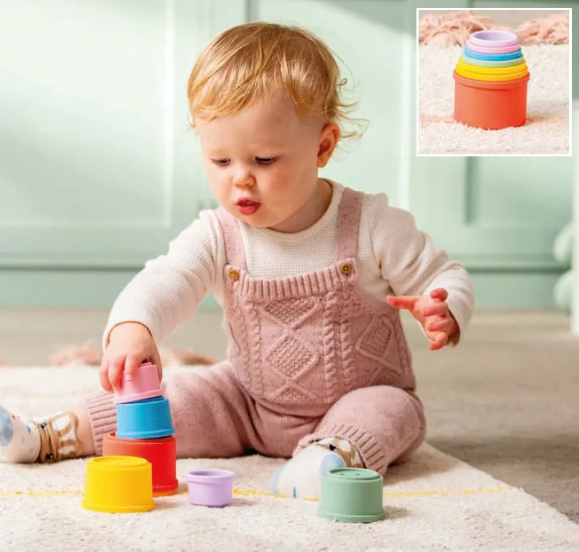 Silisoft Round Stacking Cups (Rainbow) – 7 Pack