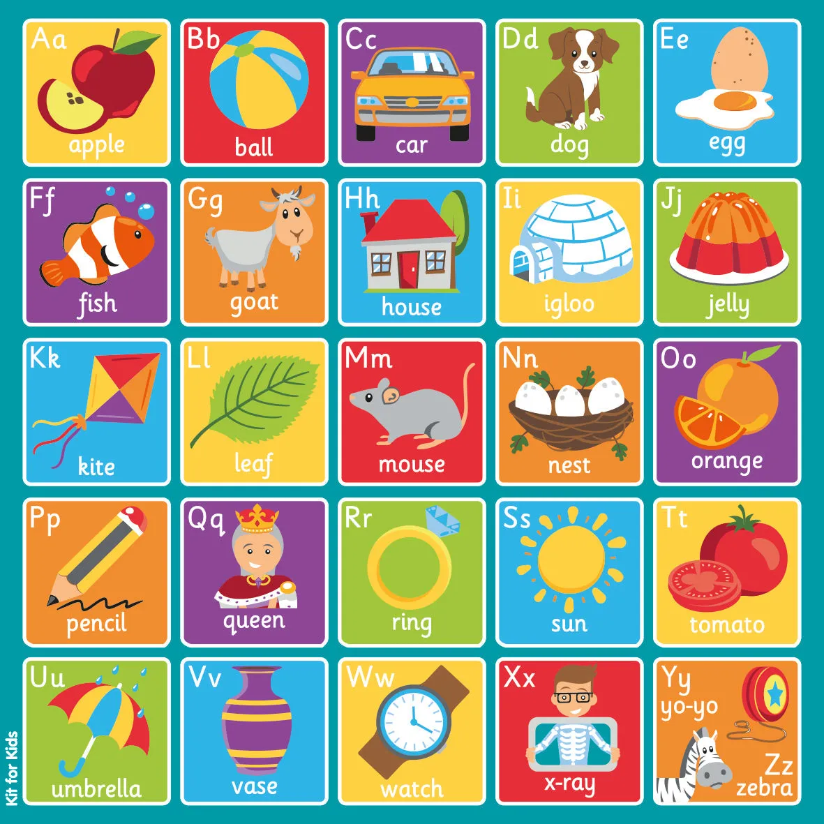 Square Alphabet 2x2m Carpet