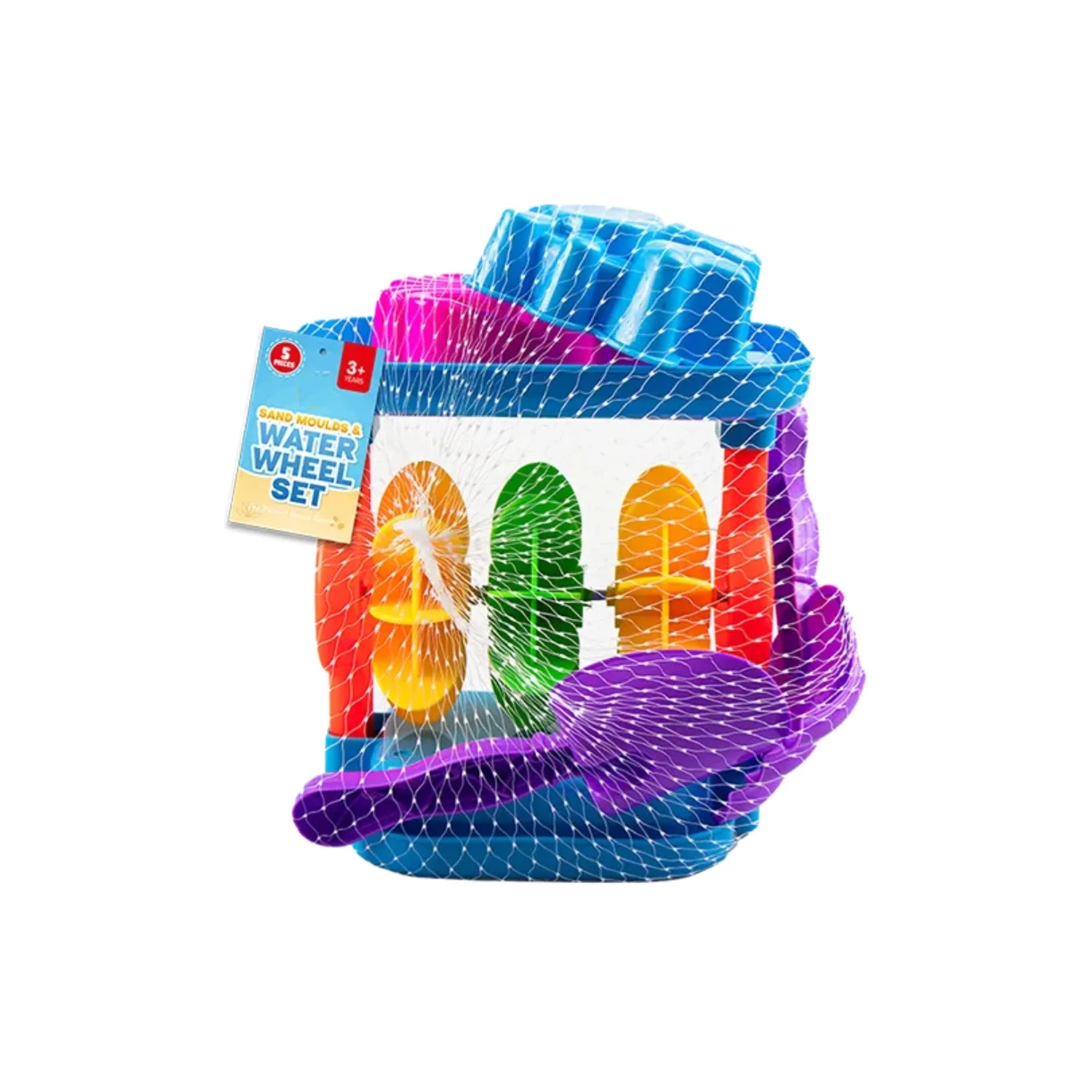 5PCS Water Wheel and Sand Moulds Beach Toy Set for Kids – Outdoor Summer Playset with Sand Tools and Water Spinner – Fun Sand and Water Play Set for Toddlers