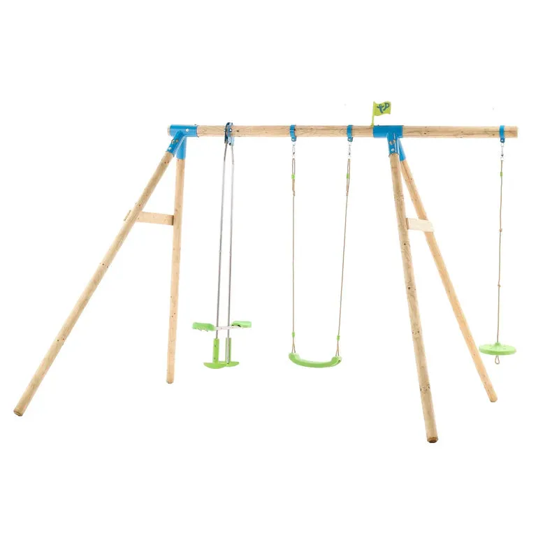 TP Knightswood Triple Wooden Swing Set With Glider And Button Seat (UK Mainland Only)