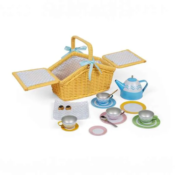 Toy Picnic Set in Yellow Basket