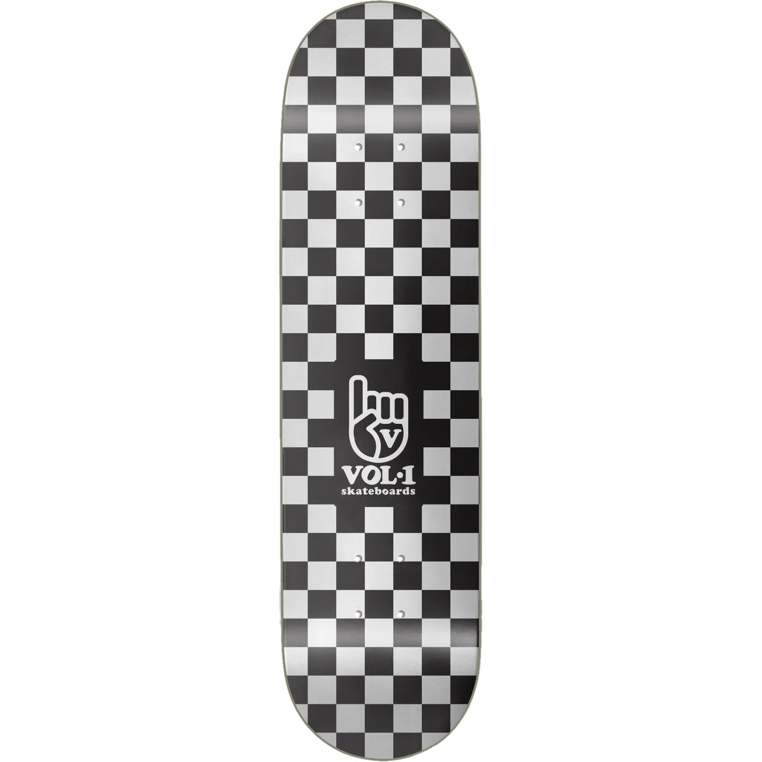 Vol.1 Checker Skateboard Deck - Black/White 8''