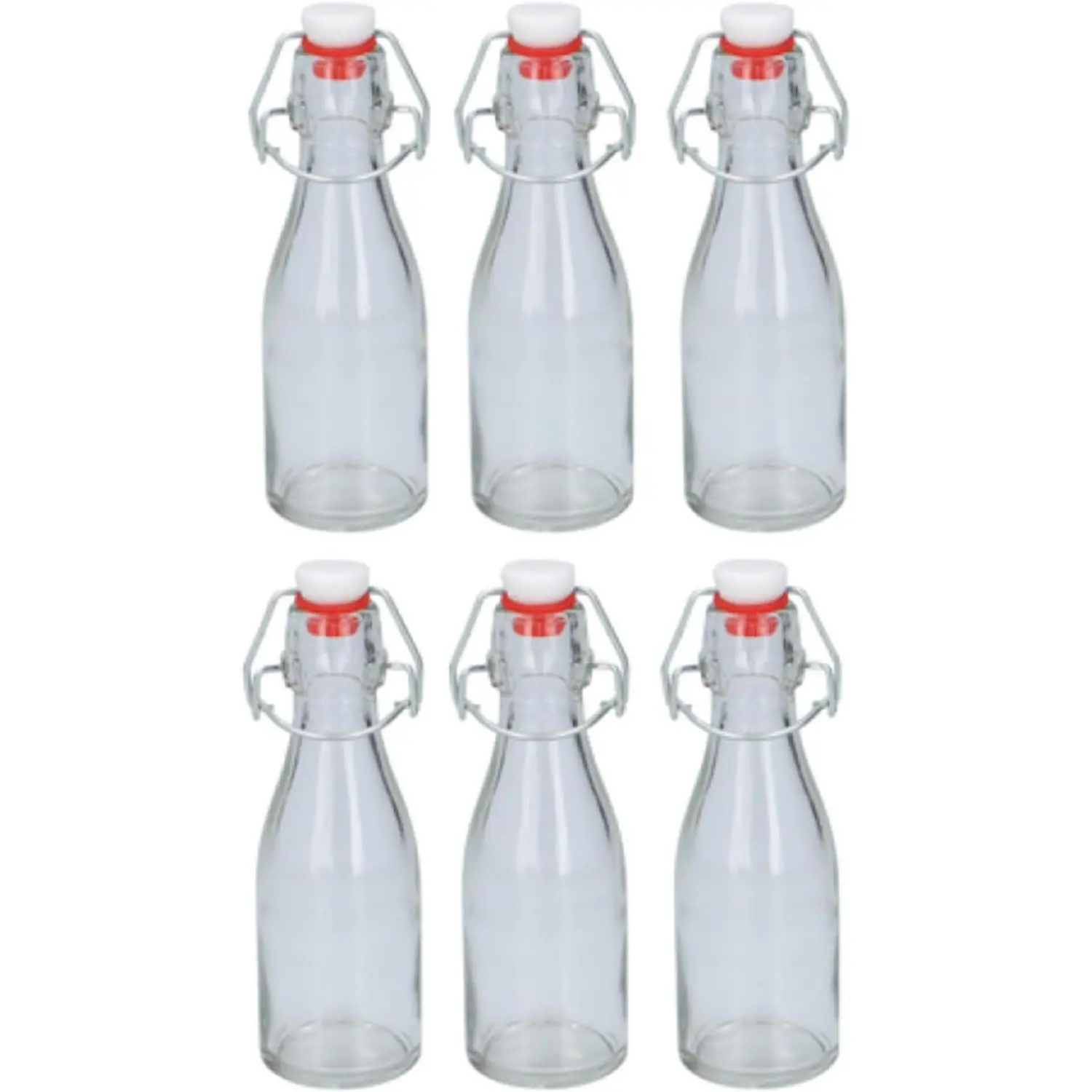 6PCS 150ML Leak Proof Clear Glass Oil Bottle Vinegar Bottles with Plastic Swing Clip Top Easy Cap Airtight Stopper Lids – Reusable Traditional Classic Style Oil Sauce Beverage Storage Dispenser Glass Bottle with Lid for Home Kitchen Set