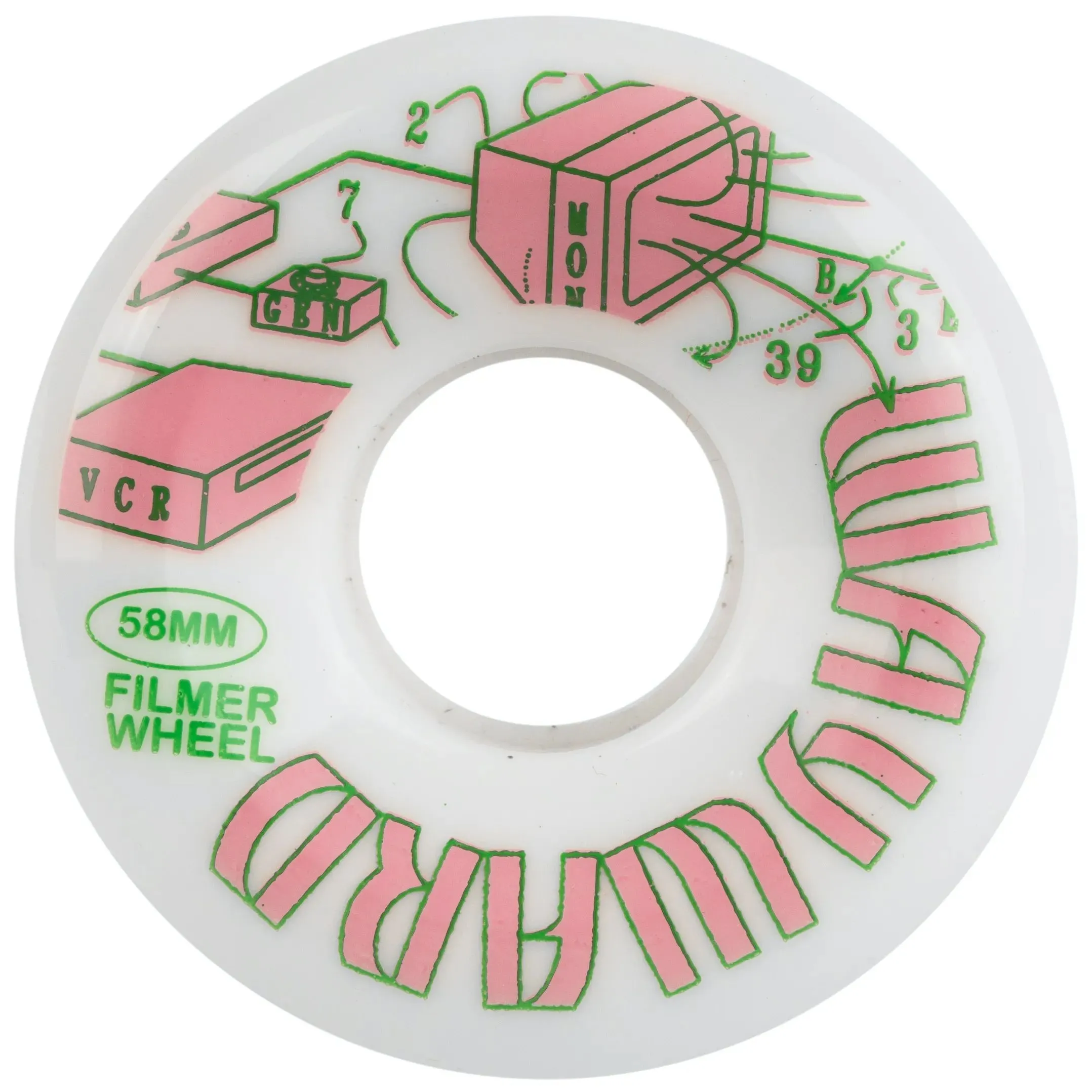 Wayward Filmer Funnel Skateboard Wheels - White/Pink/Green 58mm