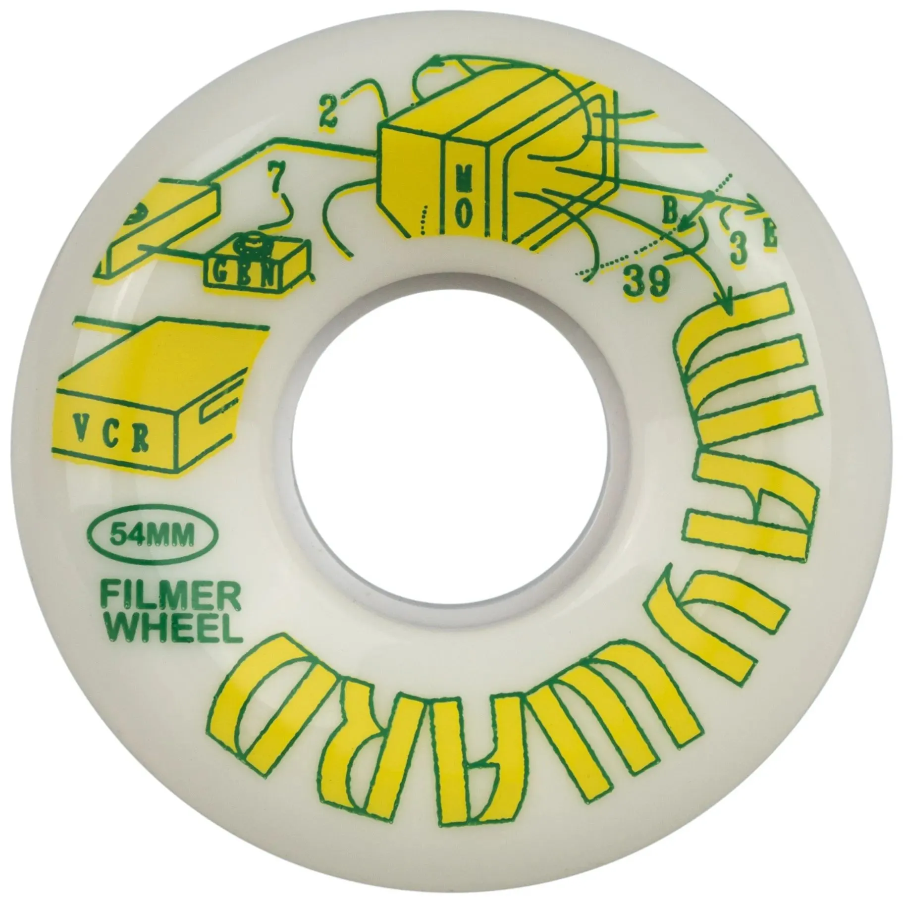 Wayward Filmer Funnel Skateboard Wheels - White/Yellow/Green 54mm