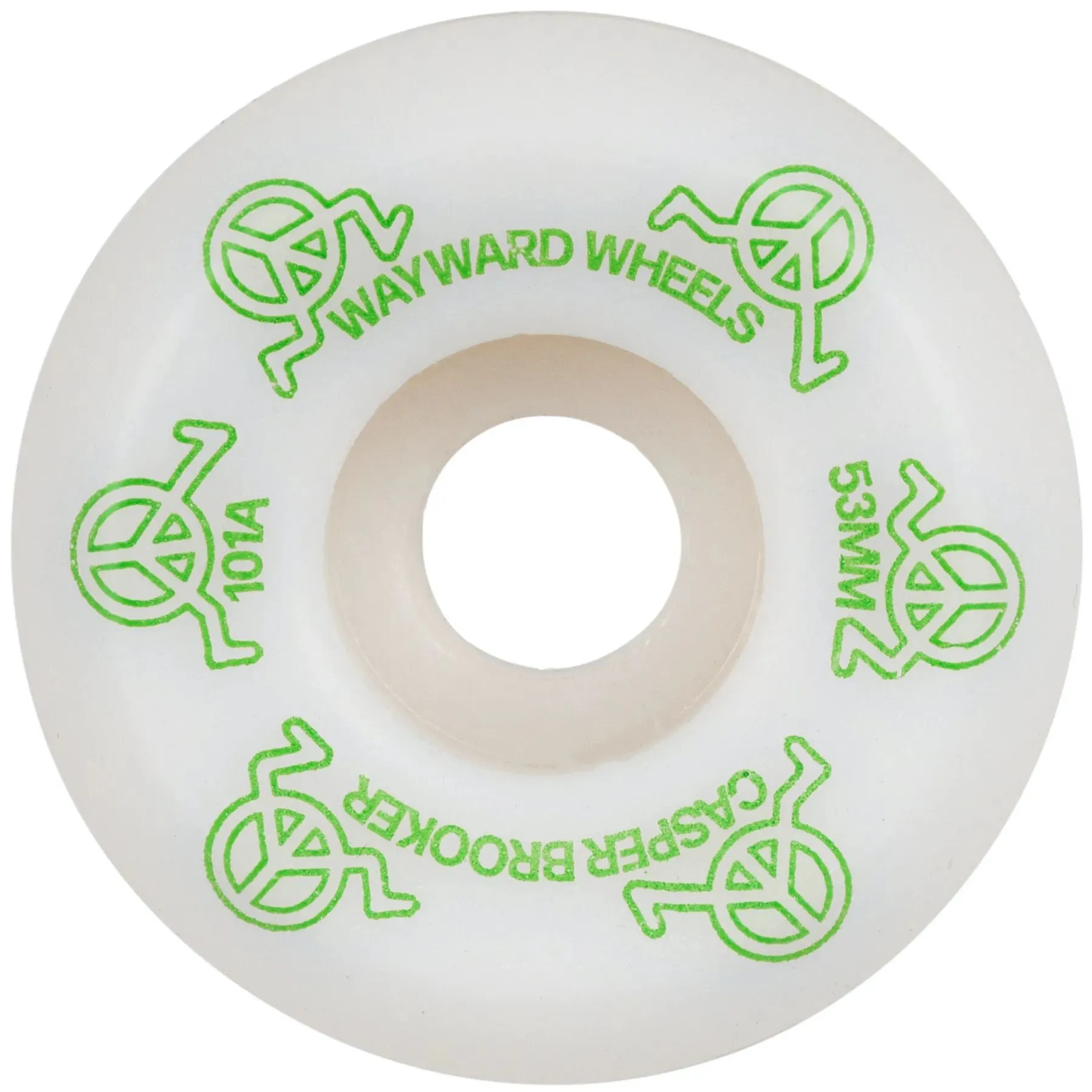Wayward Pro Funnel Casper Brooker Skateboard Wheels - White/Green 53mm