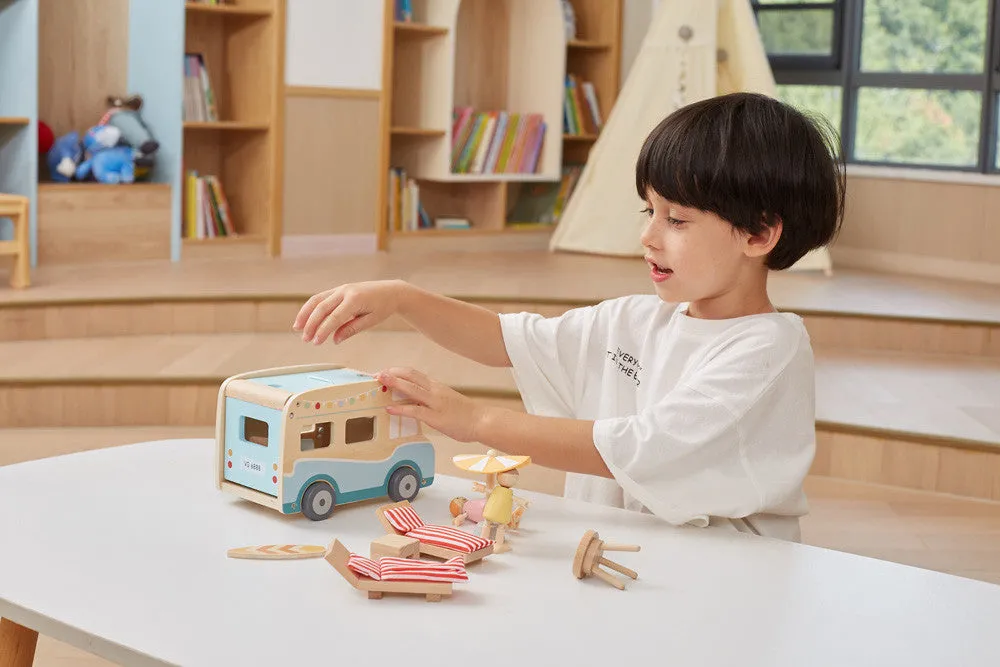 Wooden Beach-Themed Camper Van Playset