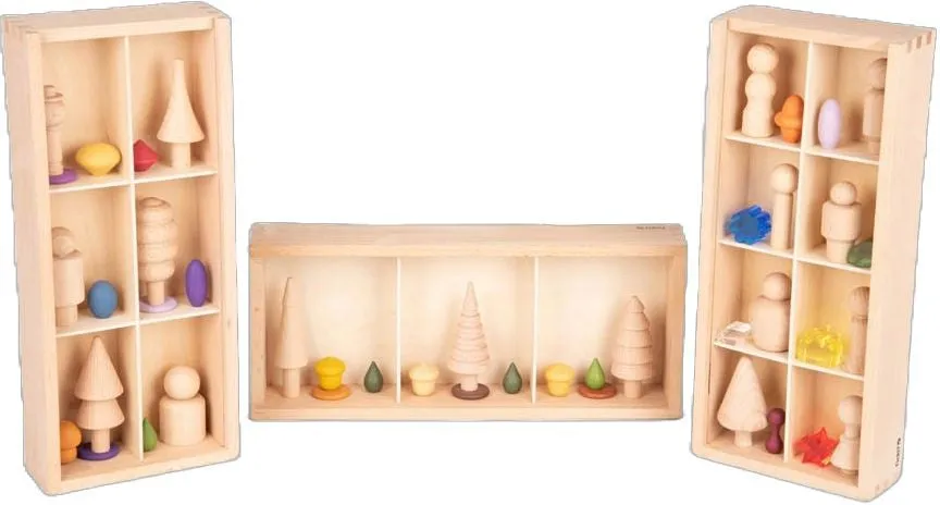 Wooden Discovery Boxes Montessori Sorting & Sensory Play Pk3