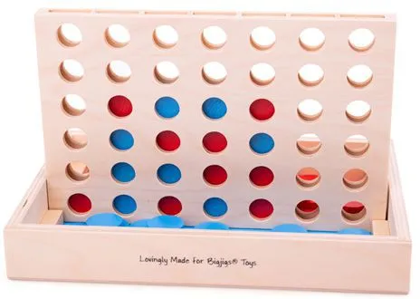 Classic Wooden Four in a Row Game