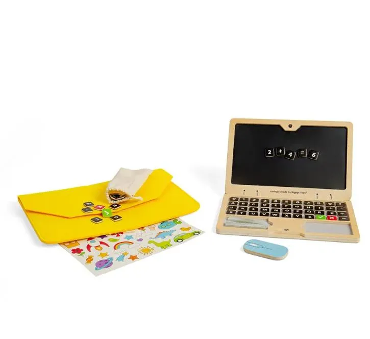 Chalkboard “Laptop Screen” Wooden Tech Set Toy– A Screen-Free Way to Play & Learn!