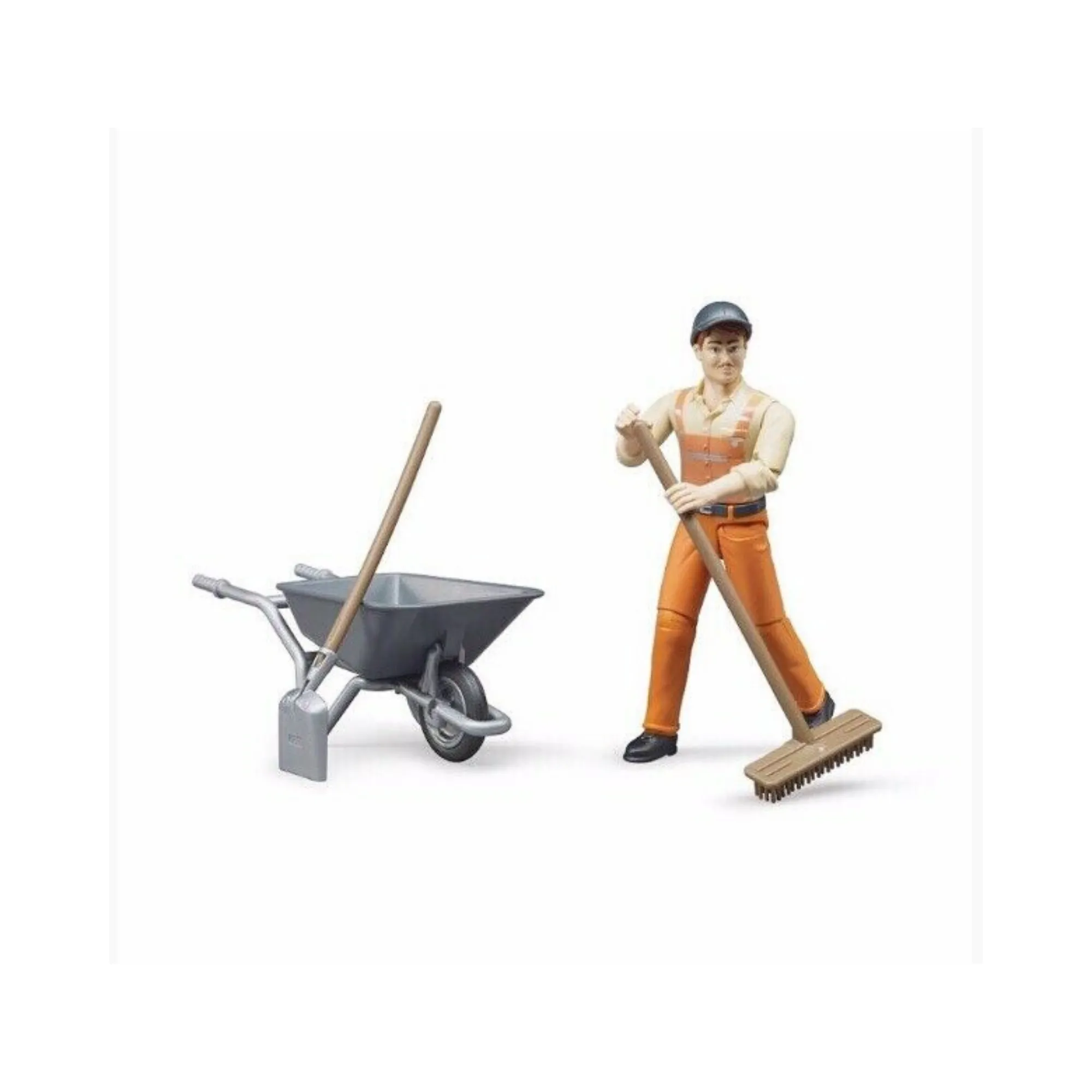 Worker with Wheelbarrow & Tools
