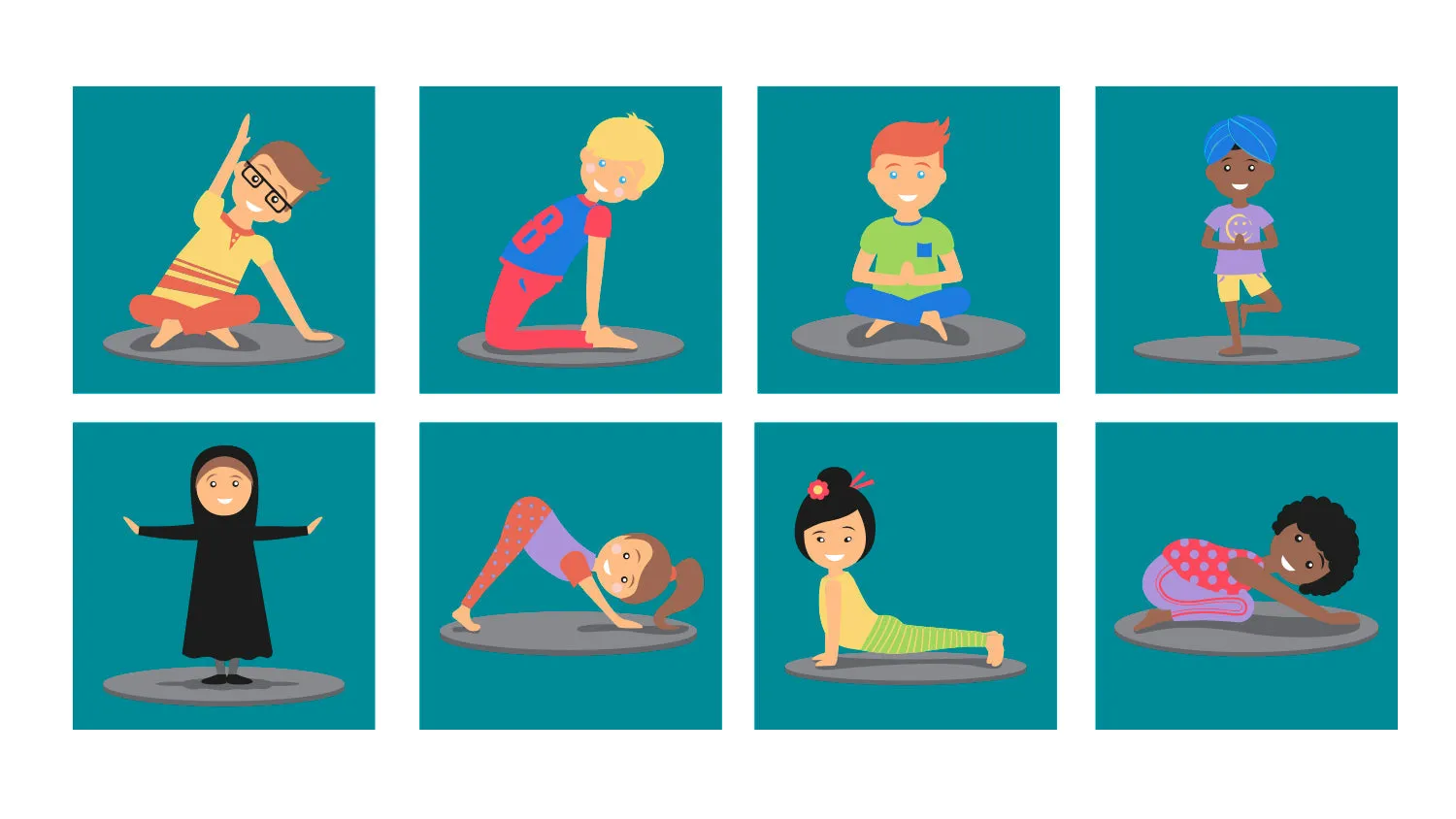 Yoga Position Indoor/Outdoor 32 Mini Placement Carpets with holdall