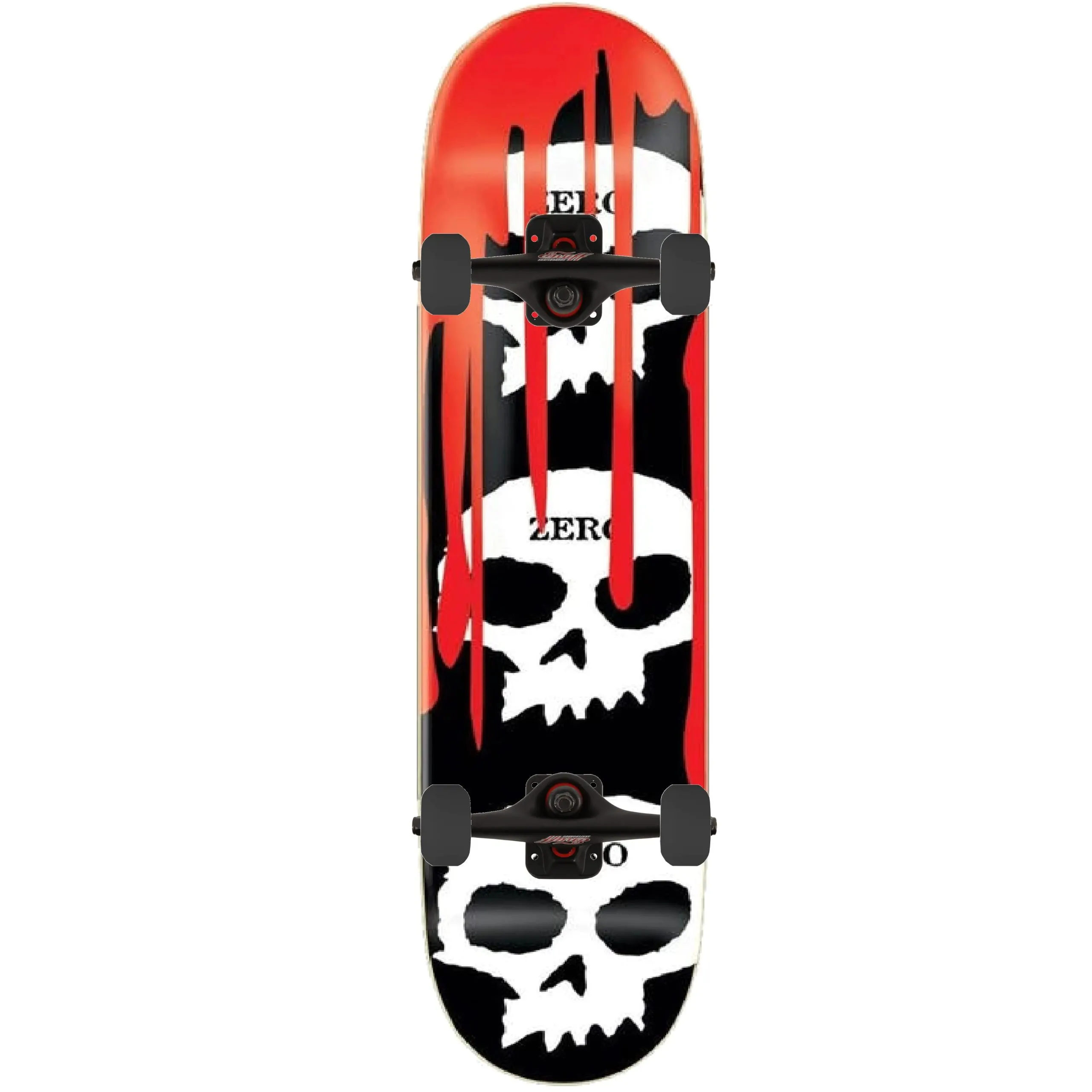 Zero 3 Skull Blood Custom Skateboard - Black/White/Red 7.75''