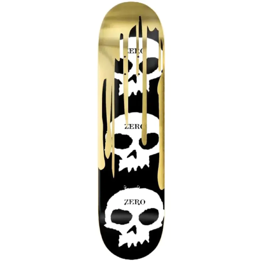 Zero 3 Skull Blood Foil Skateboard Deck - Black/White/Gold 8.25''