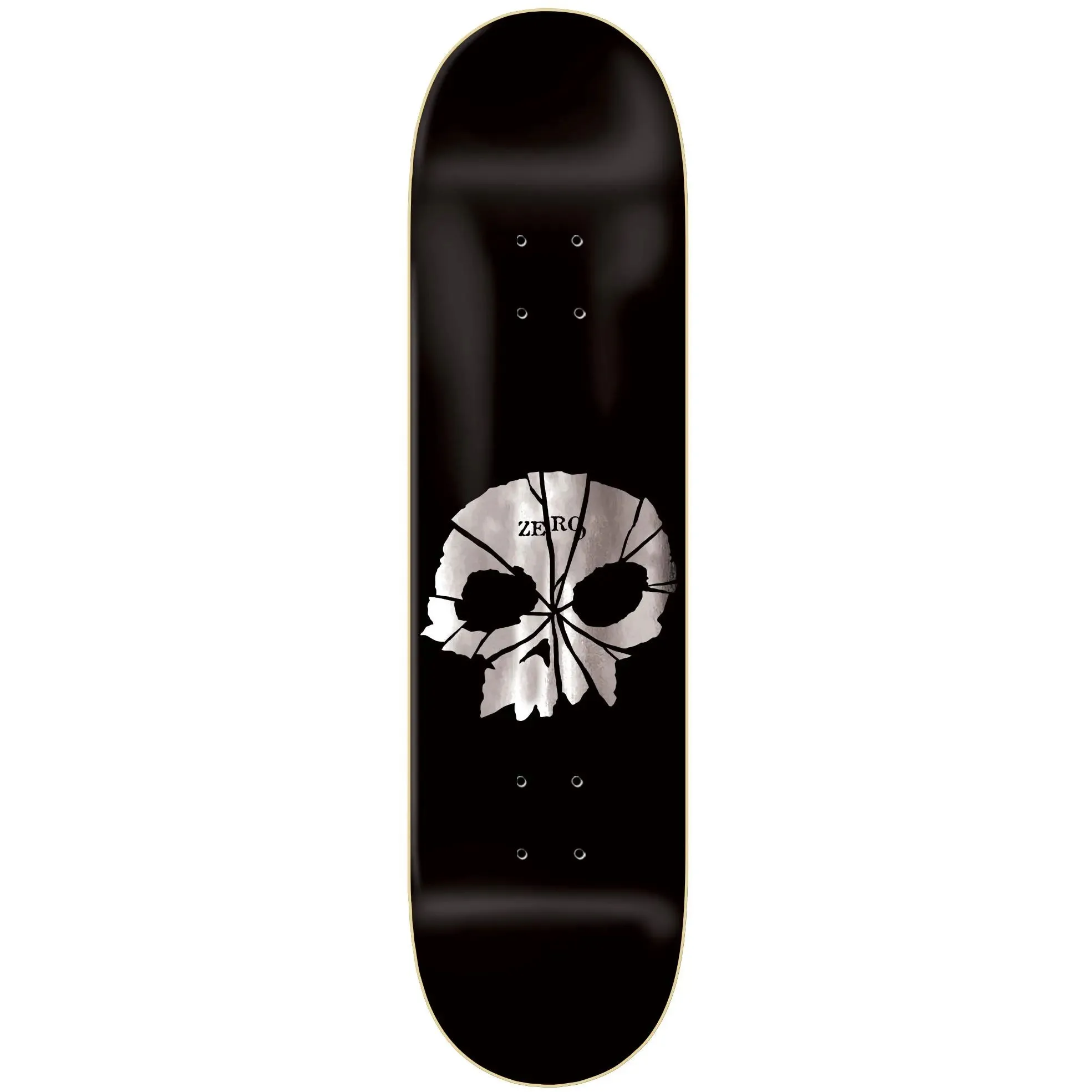 Zero Shattered Skull Skateboard Deck - Black/Silver Foil 8.25"