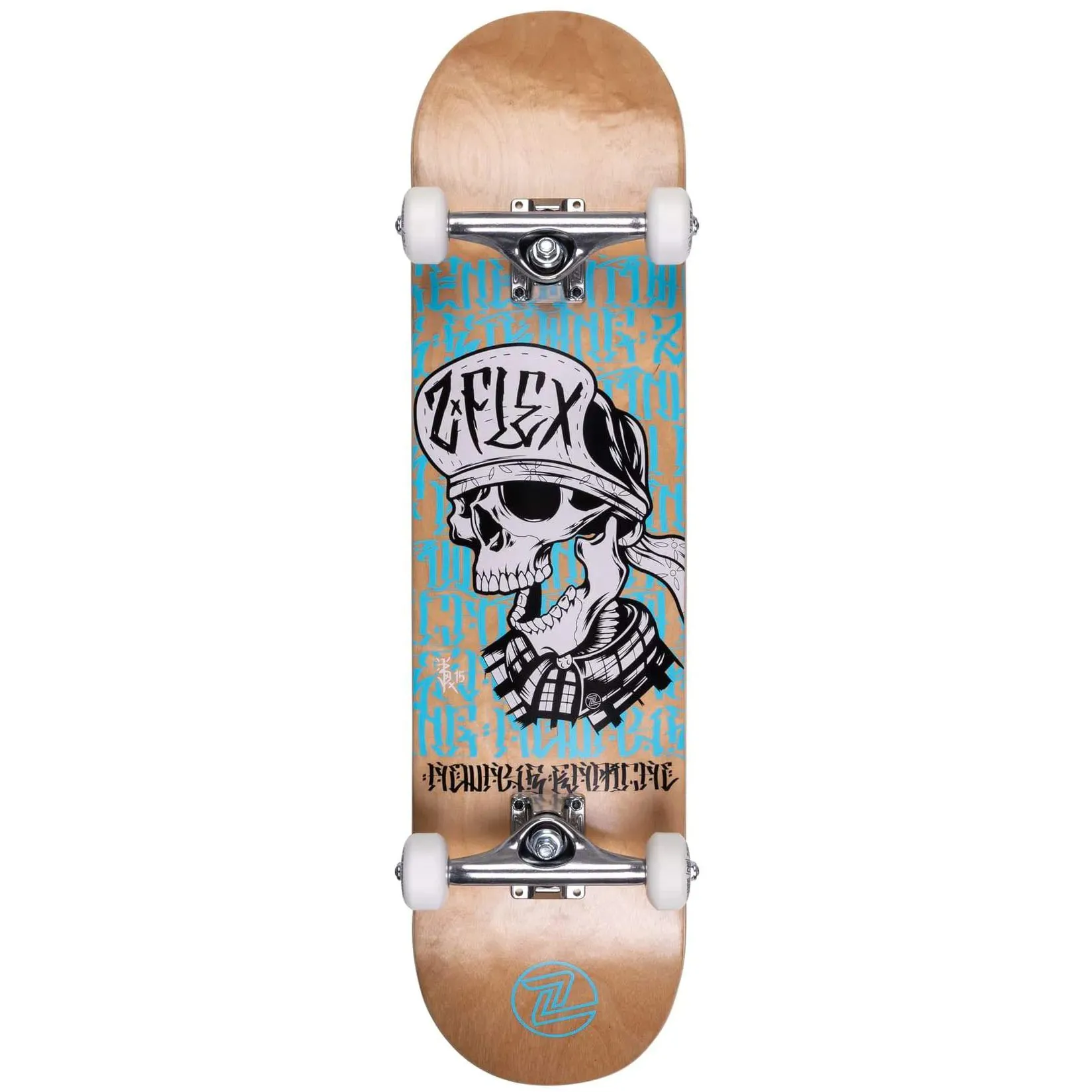 Z-Flex Skull Complete Skateboard - Natural/White 8''