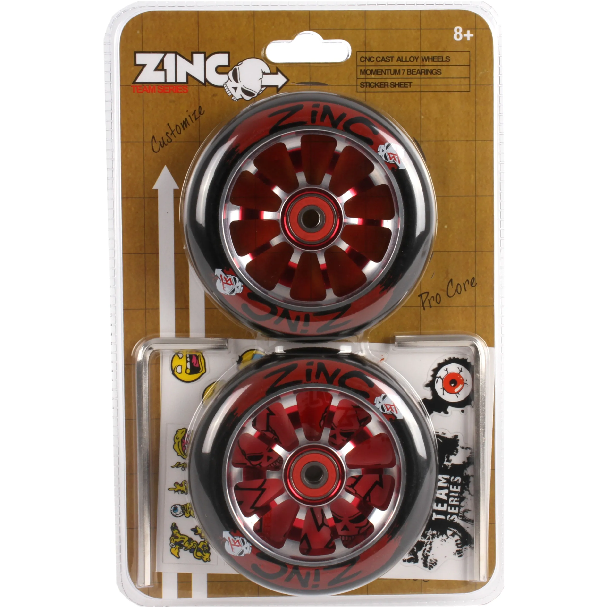 Zinc Team Scooter Wheels 110mm - Red (pair)