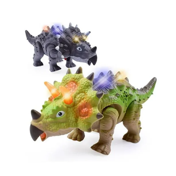 Walking Dinosaur Triceratops Light Up Toy with Sounds