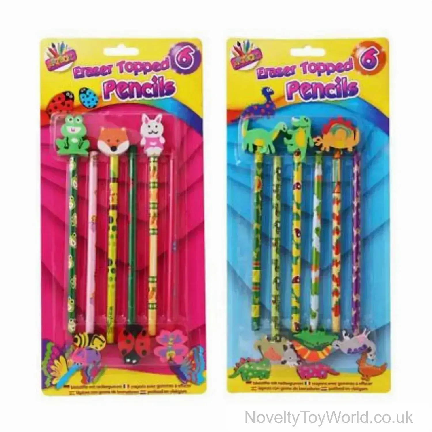 Animal & Dinosaur Pencil Eraser Top Set - 6 Pack