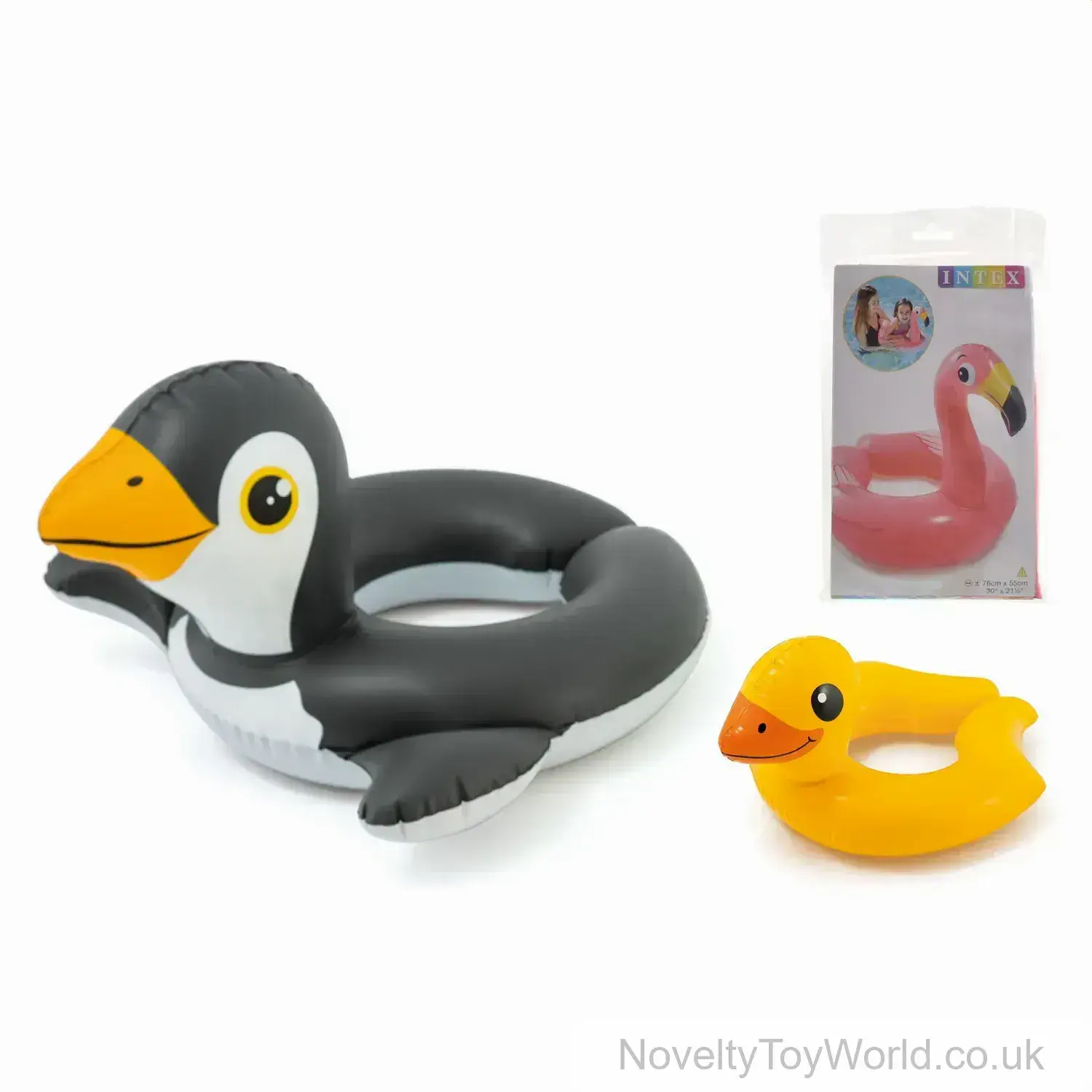Animal Swim Rings Inflatable - Penguin, Duck, Flamingo (76cm)