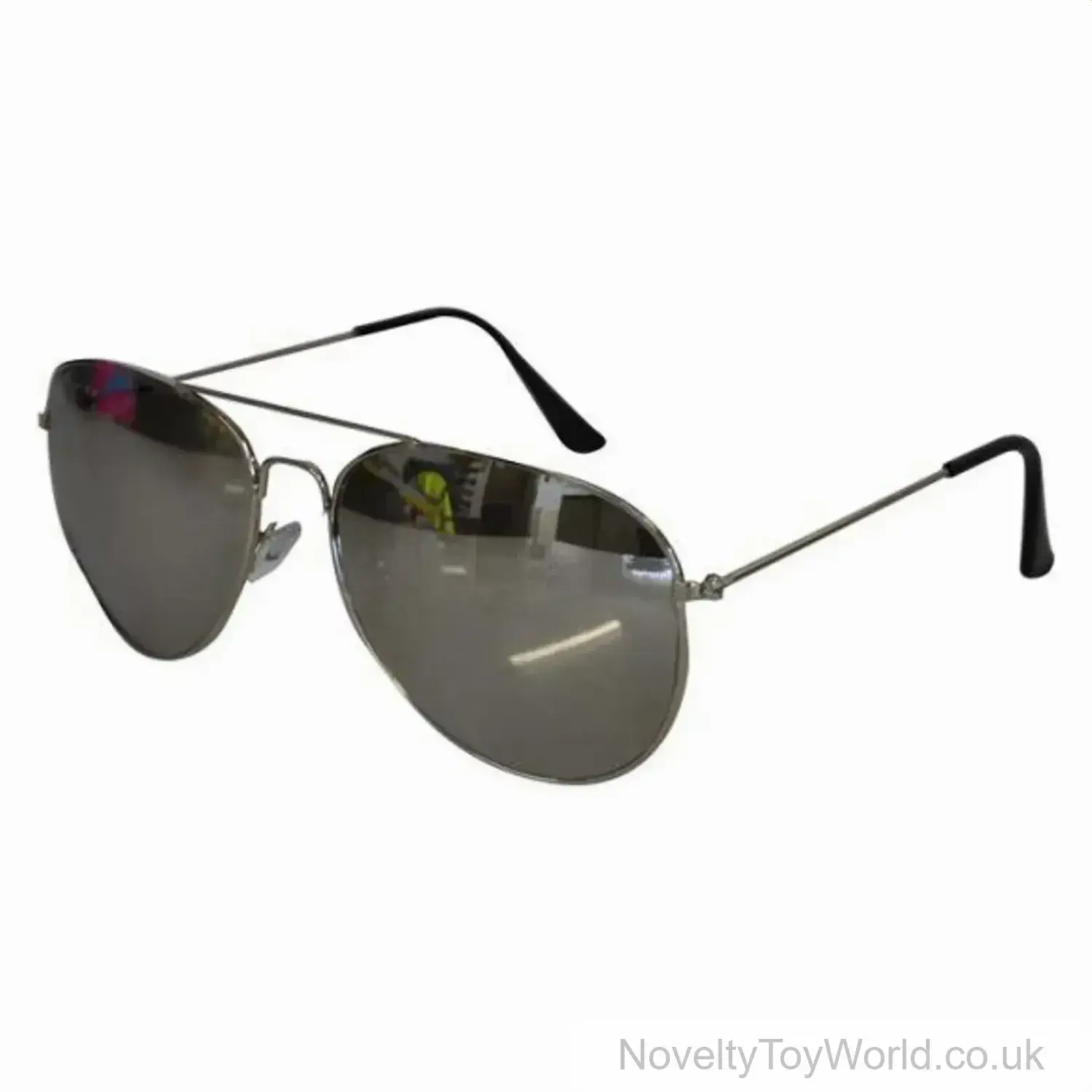 Aviator Sunglasses with Mirror Lenses & Silver Frames