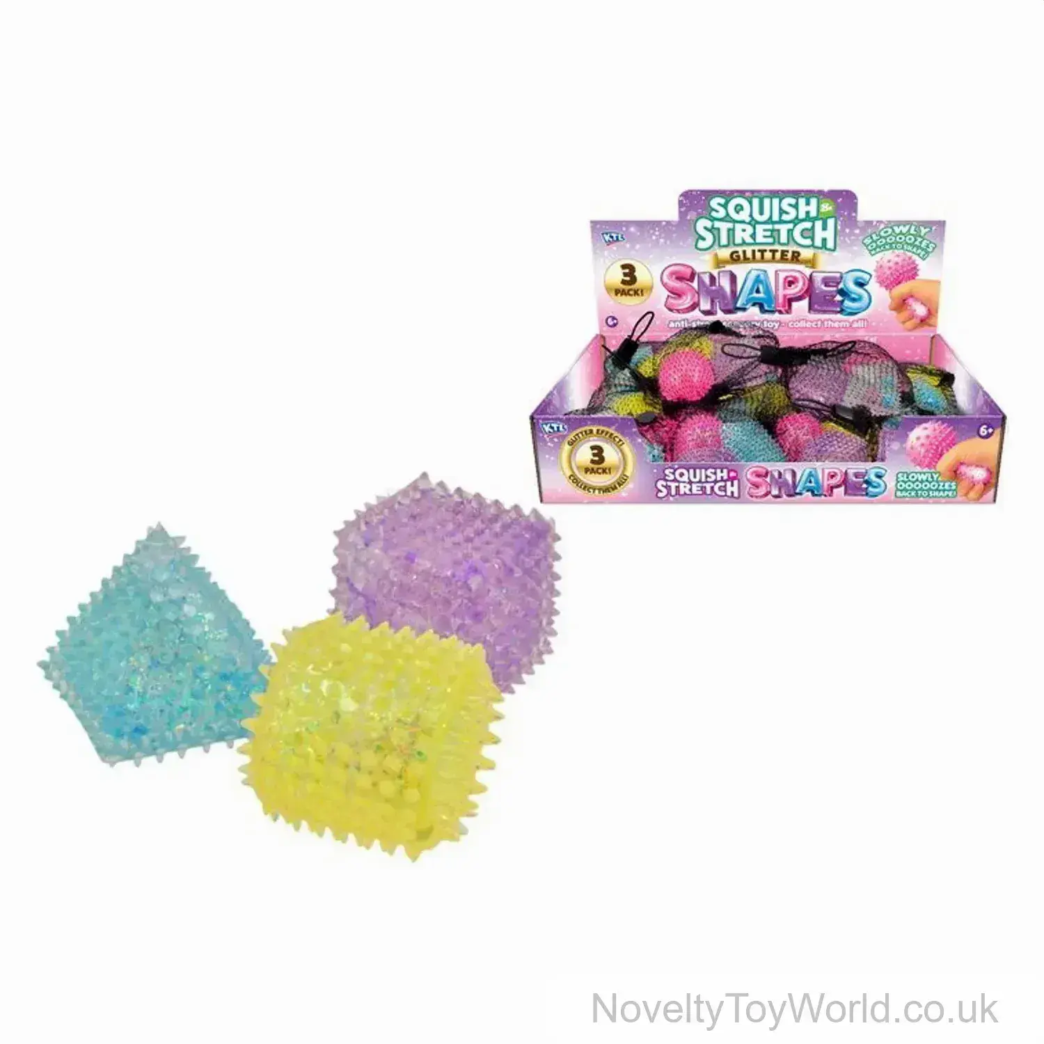 Bag of 3 Squishy Stress 3D Shapes (5cm)