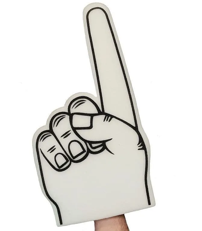 Big Foam Fingers in White (45cm) - Bulk Buy Foam Hands UK