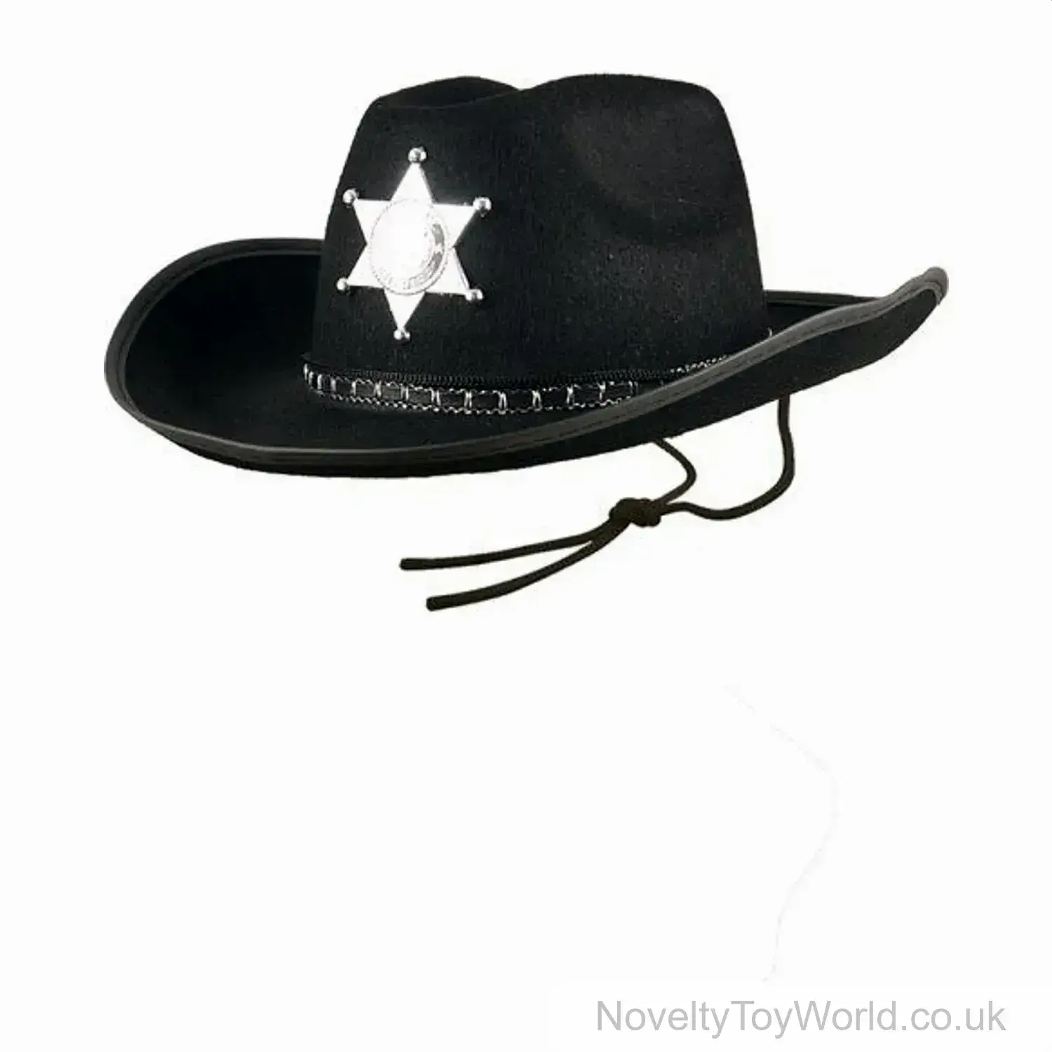 Black Cowboy Sheriff Hat with Star - Adult