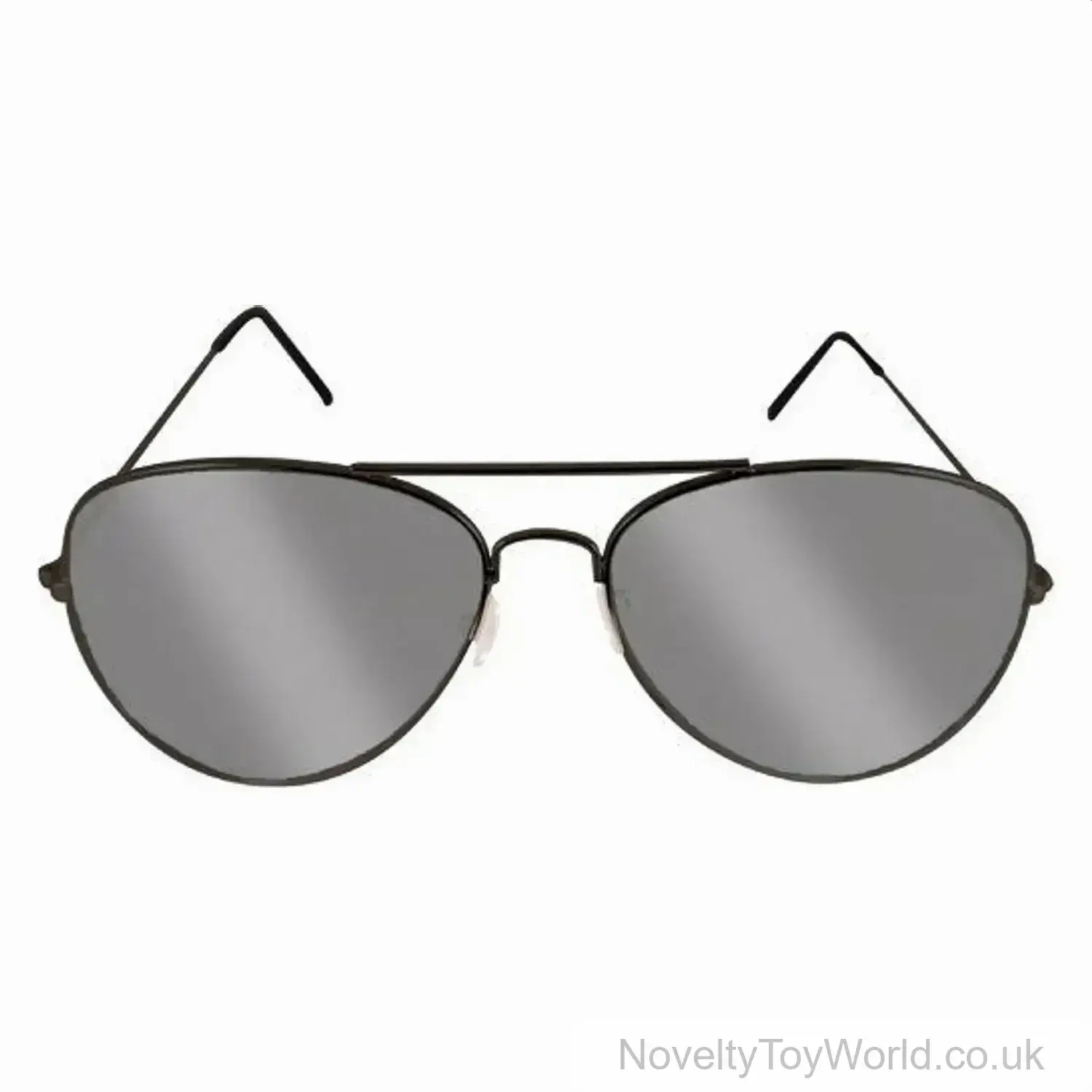 Black Frame UV Mirror Lenses Aviator Sunglasses - Adult