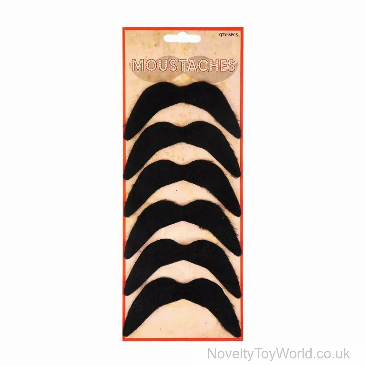 Black Handlebar Stick On Moustache - Pack of 6