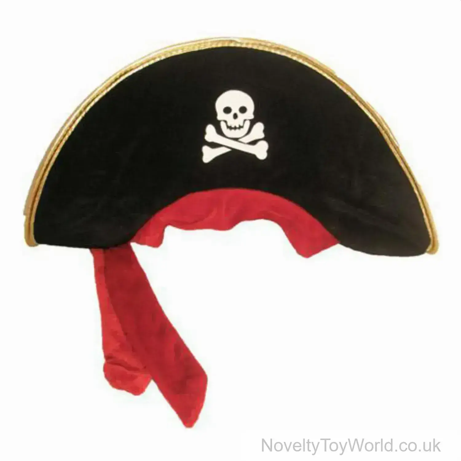 Black & Red Velour Pirate Hat - Adult Size