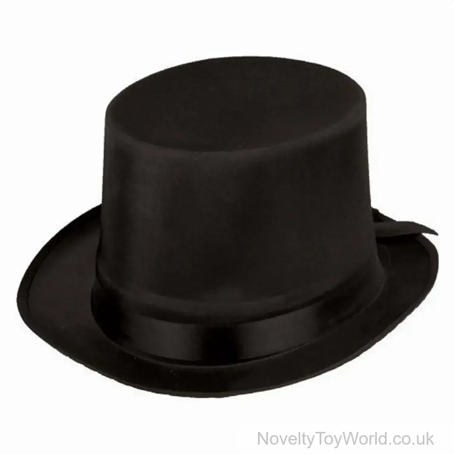 Black Satin Deluxe Top Hat With Silk Band