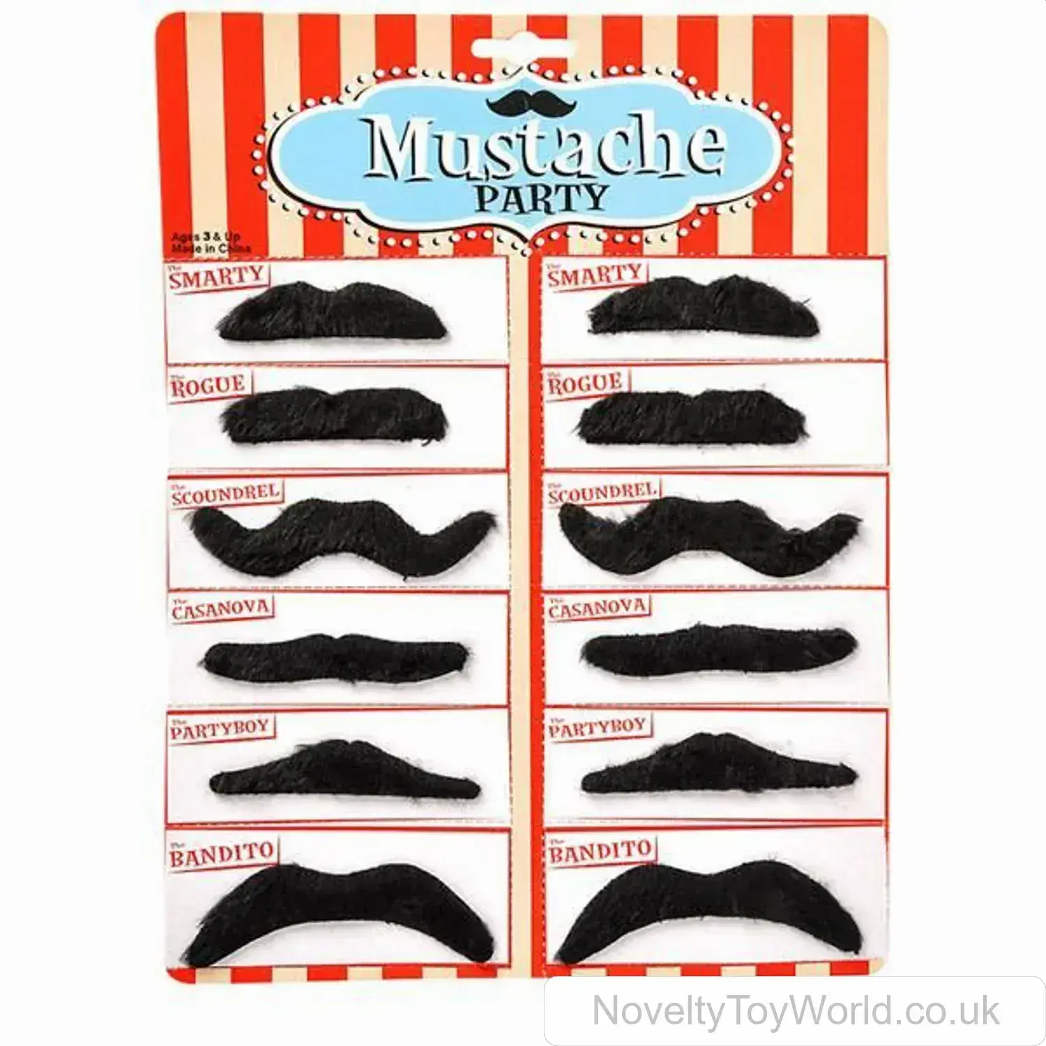 Black Stick on Fancy Dress Party Moustache