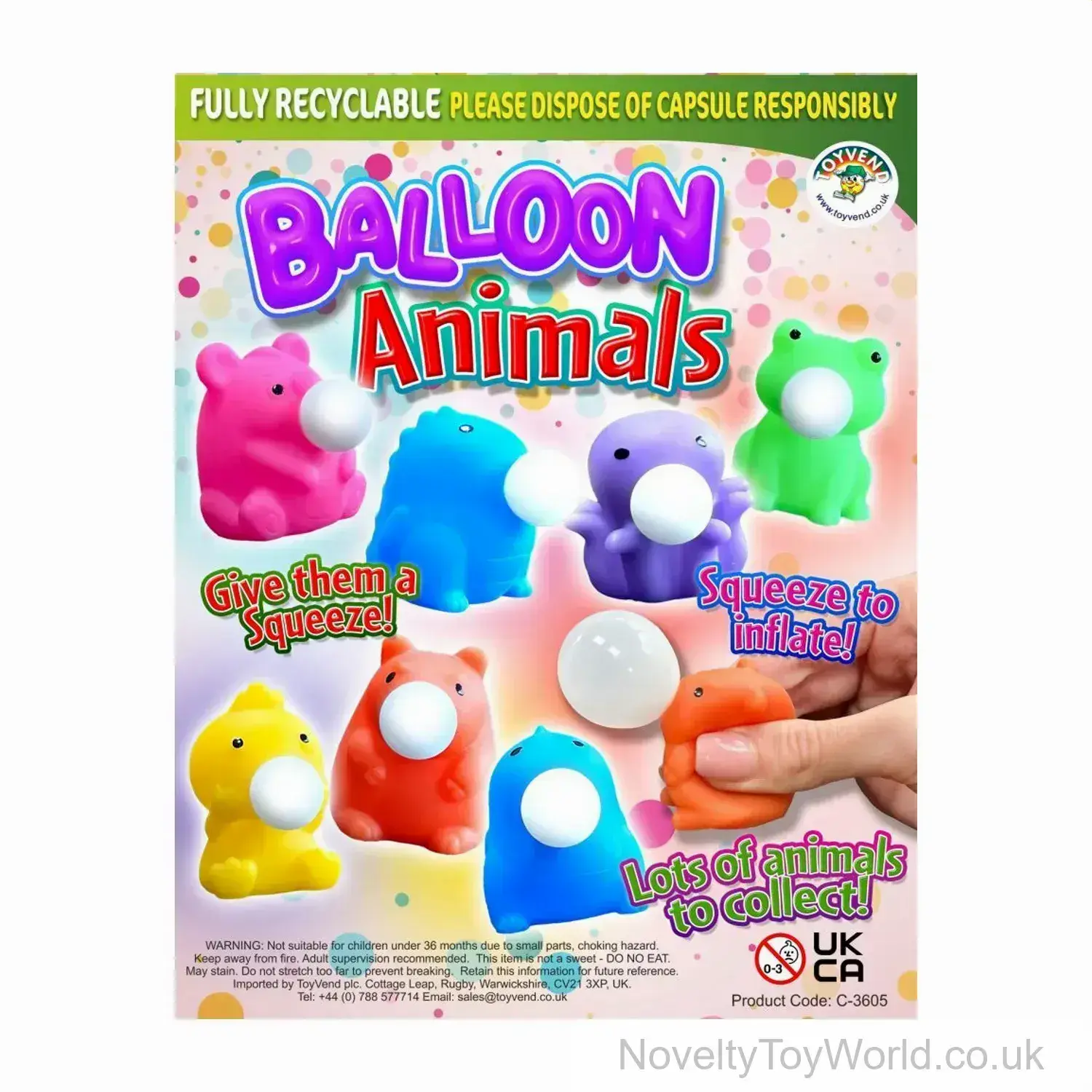 Blowing Balloon Squishy Animal - 55mm Vending Capsule