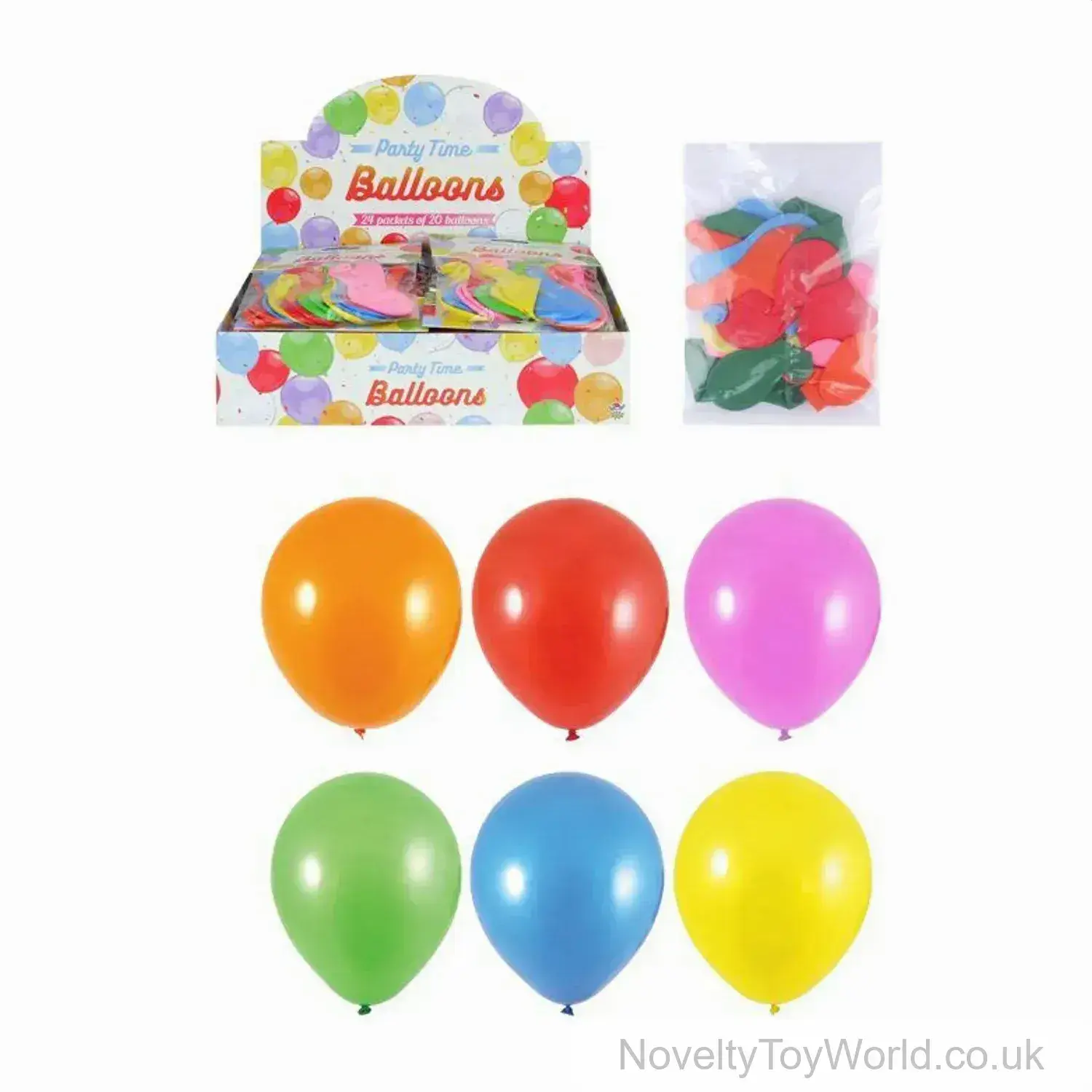 Bright Colour Assorted Party Balloons - Packs of 20 (23cm)