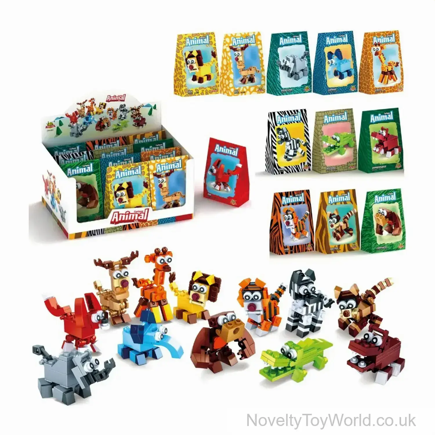 Build Your Own Jungle Animal Block Set - 12 Assorted