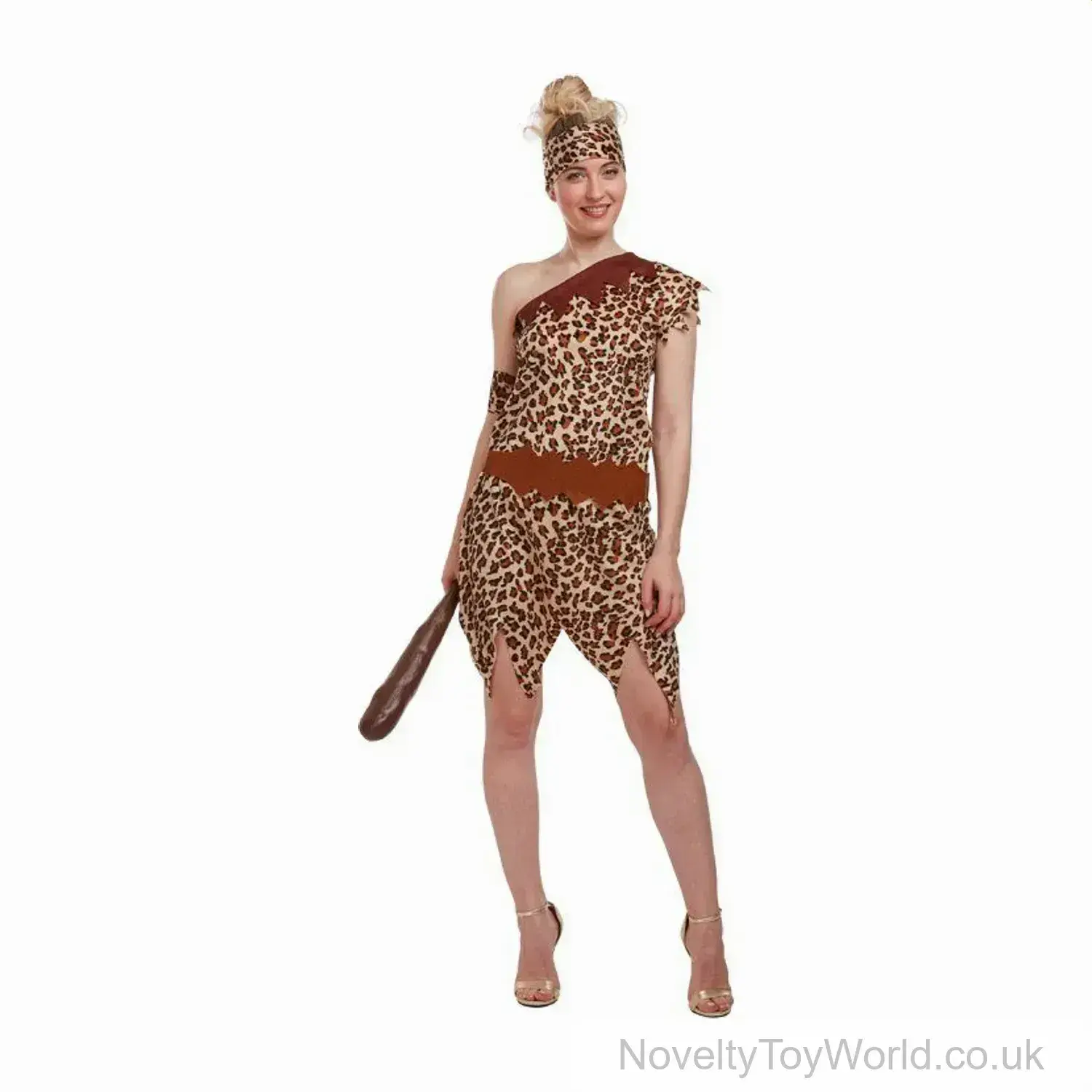 Cavewoman 4 Piece Fancy Dress Costume - Adult Size