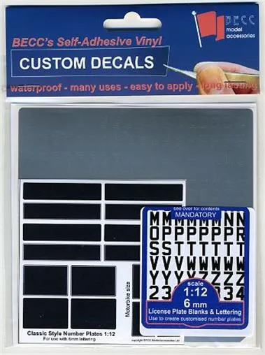 BECC Classic Silver 3 & 4mm Vinyl Number Plate Set