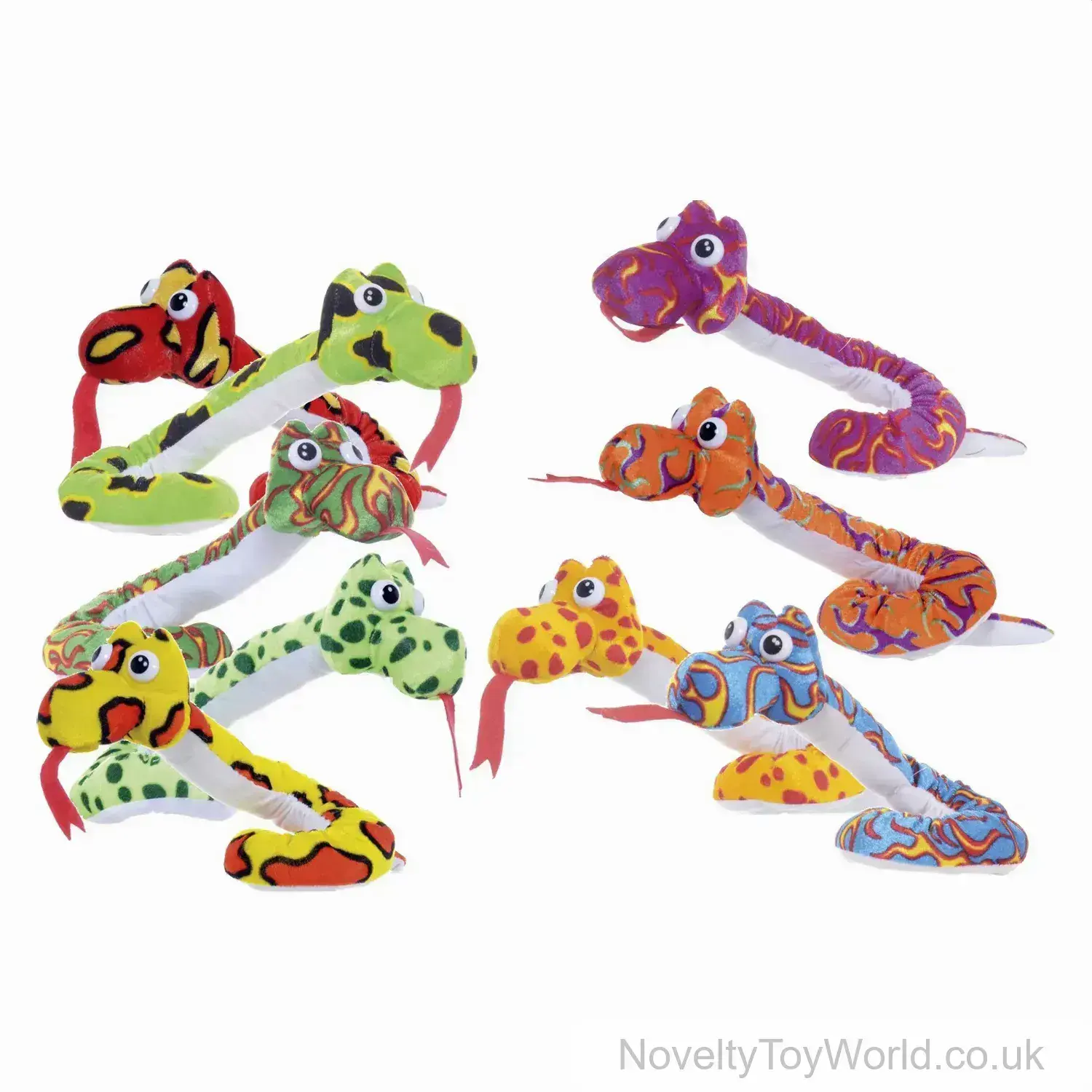 Colourful Soft Plush Toy Snakes - 10 Assorted (56cm)