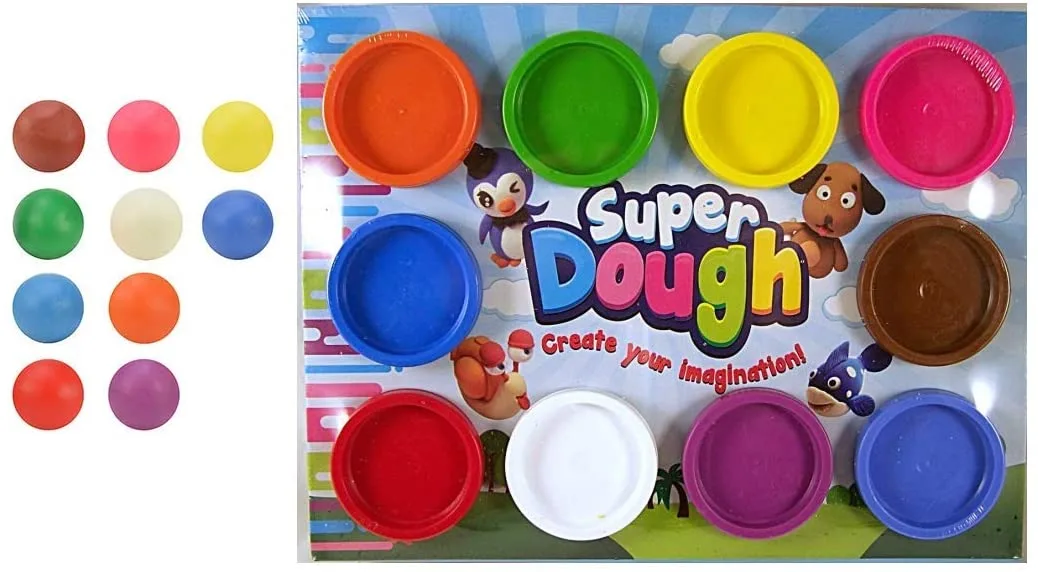 10 Piece Colourful Dough Pots for Kids